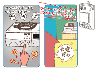 ガスコンロを使用したまま留守に