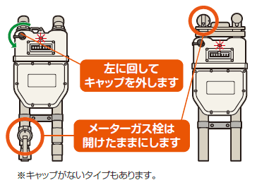 復帰ボタンのキャップを左に回して外します。