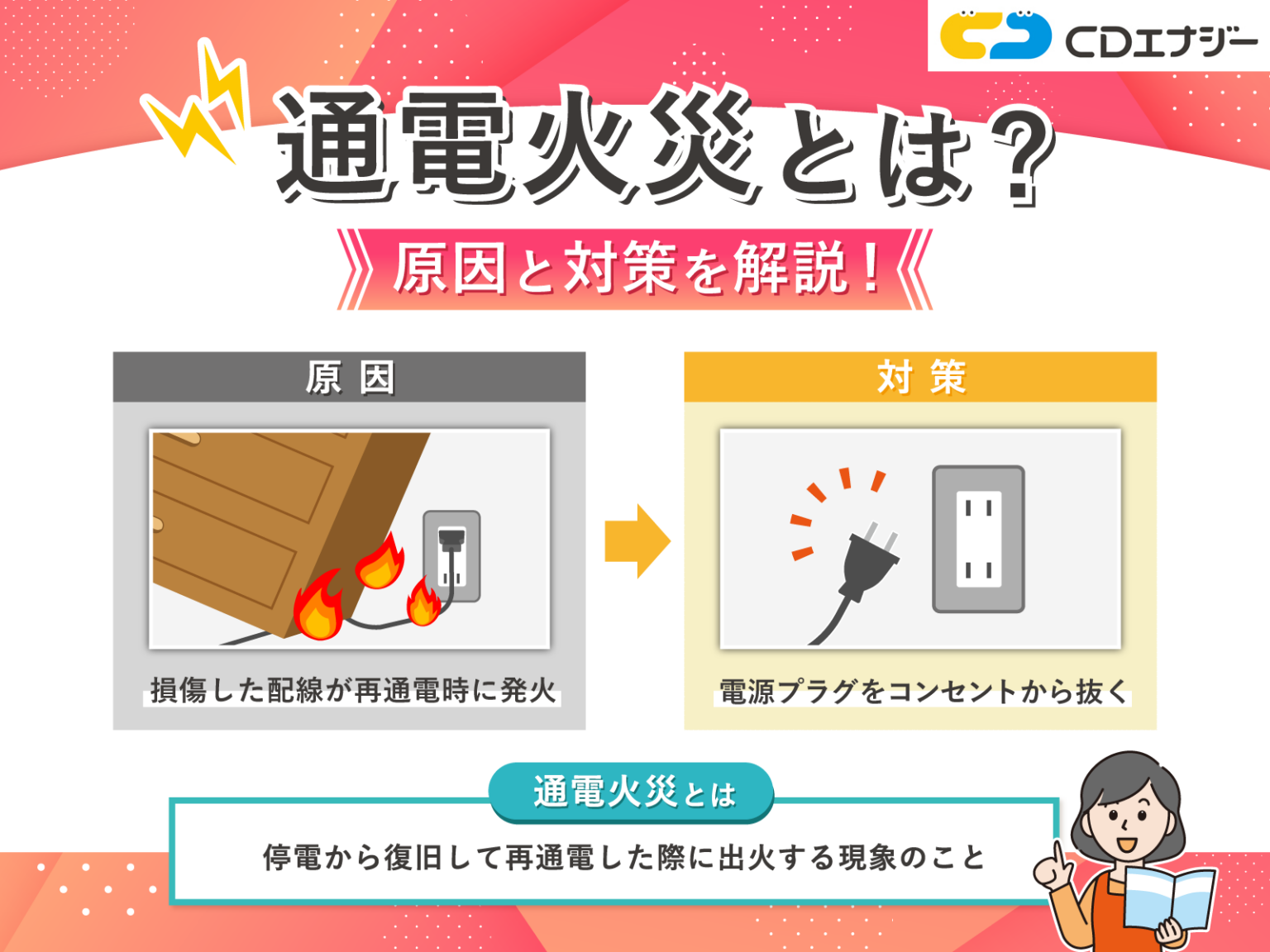 通電火災とは?原因や防ぐにはどうすればよいか簡単に解説! - コツコツCD | 株式会社CDエナジーダイレクト